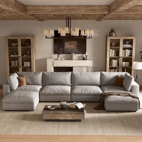 Vista 13 de Sofá modular Cloud de 110 pulgadas con funda lavable, sofá modular de asiento profundo para sala de estar, sofá modular de gran tamaño con almohada