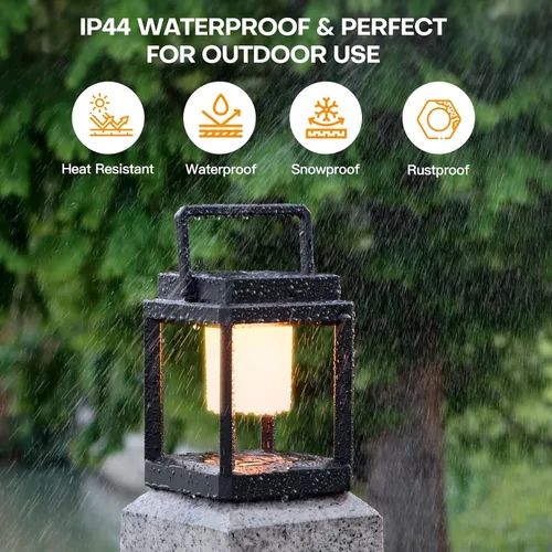 Vista 4 de Lámpara de mesa para exteriores con control táctil, impermeable, linterna de mesa LED para exteriores, 3000 K, 4500 K, 7000 K, temperatura