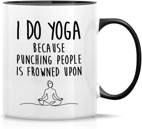 Vista 11 de Retreez Taza divertida – Namaste Namastay Home with My Dog Dogs Lover Meditación Yoga 11 Oz Tazas de café de cerámica – Divertido, sarcasmo
