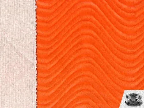 Vista 2 de The Yard - Tela de tapicería de terciopelo con remolino naranja