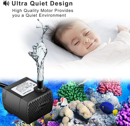 Vista 2 de PULACO Mini bomba de agua sumergible de 2 piezas (95 GPH 5 W) para acuario, estanque, fuente, hidroponía