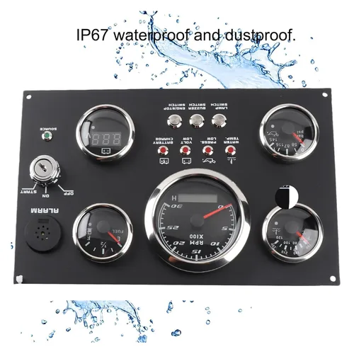 Vista 4 de Juego de medidores de tablero 5 en 1, medidor digital IP67 en racimo de motor, rpm, nivel de combustible, presión de aceite, temperatura del agua