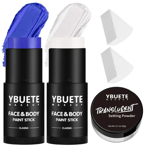Vista 14 de YBUETE Blanco Negro Cara Cuerpo Pintura Palo Set para Halloween Cosplay SFX