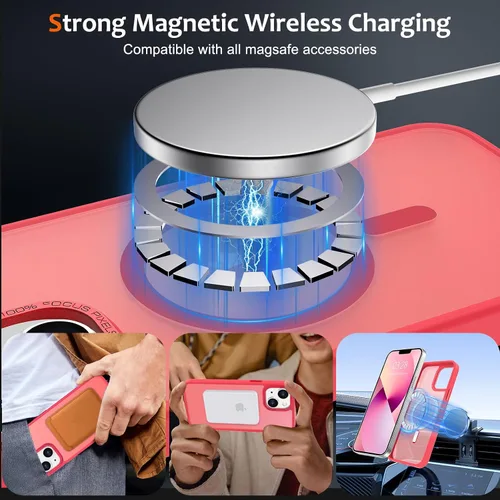 Vista 1141 de Anuck - Funda magnética para iPhone 11 compatible con MagSafe, carcasa trasera mate translúcida dura, borde de TPU, delgada, resistente a impactos