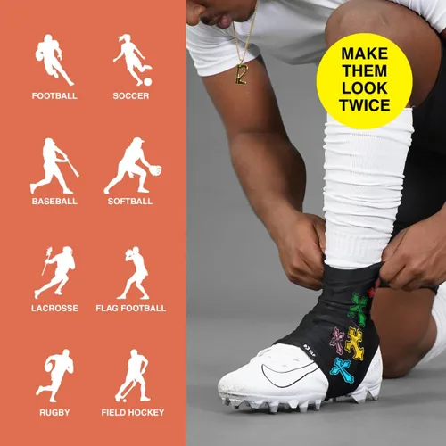 Vista 6 de SLEEFS Faith & Inspirational Spats - Protectores de tacos deportivos con diseños de fe, Dios y cruz, soporte de tobillo y protector de césped