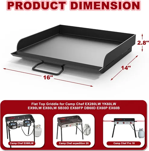 Vista 2 de Plancha universal plana para Camp Chef, sartén de 14 x 16 pulgadas para Camp Chef EX280LW YK60LW EX90LW EX60LW EX60LW SB30D EX60FP DB60D EX60P EX60B