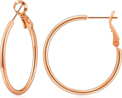 Vista 33 de Gacimy Aretes de aro de oro para mujer, aros finos chapados en oro de 14 Negro