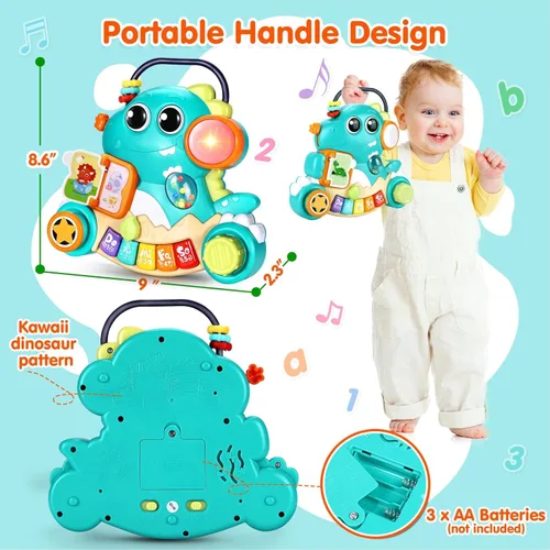 Vista 7 de WITALENT Juguetes para bebés de 6 a 12 meses, piano de dinosaurio, música, juguetes iluminados para niños de 1 año, juguetes infantiles para 7, 8