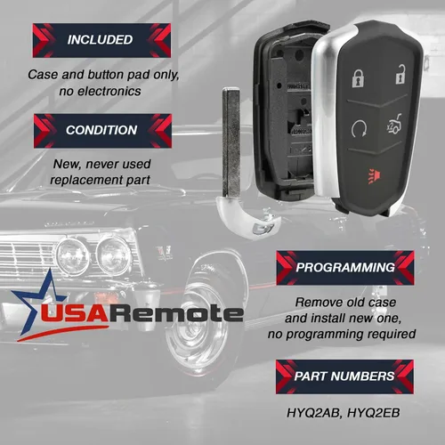 Vista 8 de Llavero de entrada sin llave - Carcasa y almohadilla para control remoto inteligente compatible con Cadillac ATS, CT6, CTS, SRX, XT5, XTS
