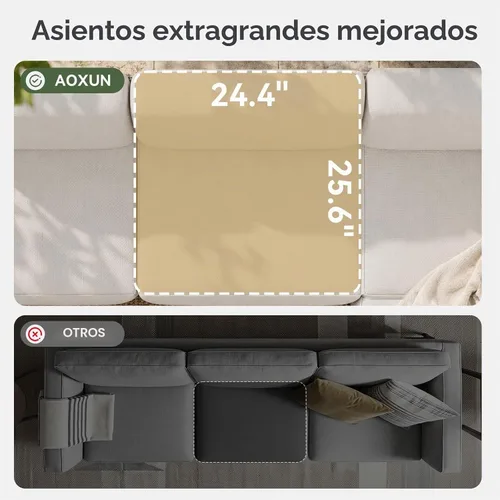 Vista 3 de Aoxun Juego de muebles de patio con cojines de 10 pulgadas de grosor