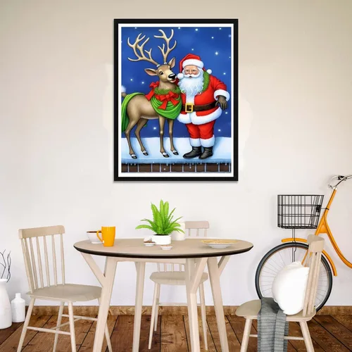 Vista 2 de Wergund - Kits de pintura de diamantes de Papá Noel, kits de pintura de diamantes para adultos y niños, bordado de diamantes de imitación