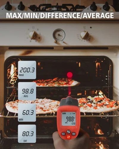 Vista 5 de Wintact Pistola de temperatura con termómetro infrarrojo, superficie digital sin contacto, pistola de temperatura de calor láser para cocina
