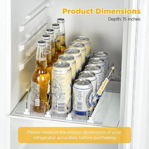 Vista 3 de OTraki Organizador de bebidas para refrigerador, dispensador de bebidas de 3 filas para refrigerador, dispensador de soportes de latas de ahorro