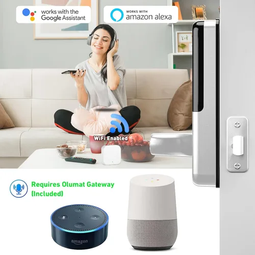 Vista 2 de Olumat Cerradura inteligente con sensor de puerta, huellas dactilares, código, entrada sin llave, fácil instalación, garantía de satisfacción de 30