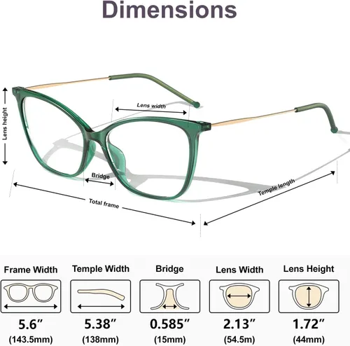 Vista 6 de VISOONE UltraLight Anti-Slip Cat Eye Blue Light Blocking Glasses Calina