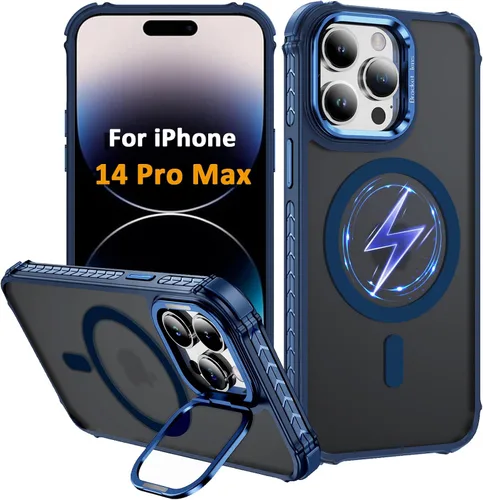 Vista 25 de Funda KETGII para iPhone 13, para iPhone 14, compatible con MagSafe, carga inalámbrica, resistente, a prueba de golpes, pata ajustable, delgada