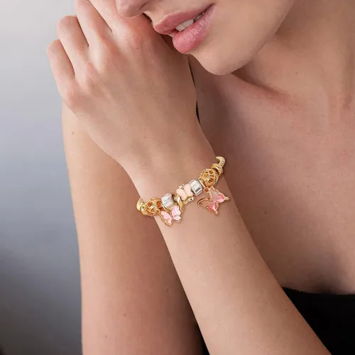 Vista 7 de Navoky Pulsera con dije de mariposa dorada ajustable y abierta para mujeres y niñas