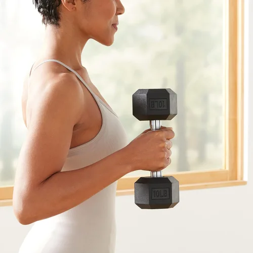 Vista 8 de Amazon Basics Rubber Hex Dumbbell Hand