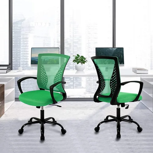 Vista 2 de Meet perfect Silla de oficina con respaldo medio de malla, verde Malla transpirable; soporte trasero y lumbar; altura ajustable; giro de 360°