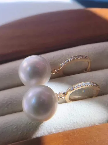 Vista 7 de Aretes de perlas para mujer, aretes de gota de perlas de oro de moda, aretes de aro de perlas de plata, aretes de corazón de perlas pequeñas