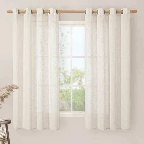 Vista 63 de LAMIT Cortinas de lino marrón caramelo para sala de estar, 84 pulgadas, de lino sintético, texturizado, filtrante de luz, paneles de privacidad