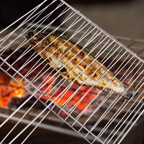 Vista 6 de GANAZONO Utensilios de parrilla Herramienta de barbacoa Clip de soporte de pescado Abrazadera de malla de acero inoxidable