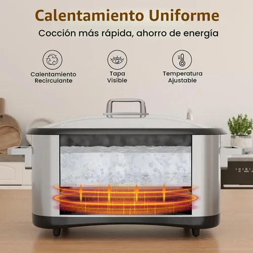 Vista 2 de Sunvivi Olla de cocción lenta programable de 8 cuartos de galón, calentador de alimentos multicocción 12 en 1 con temporizador digital, control