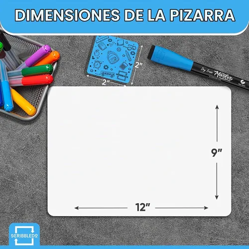 Vista 6 de Scribbledo - Pizarras de borrado en seco para estudiantes, paquete de 12