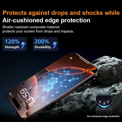 Vista 4 de OneFish Película de vidrio para iPhone 11 / XR, vidrio templado, automático, a prueba de polvo, sin burbujas, película protectora fácil de aplicar