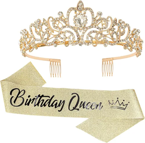 Vista 10 de COCIDE Kit de tiara y coronas plateadas de cumpleaños, tiara plateada, corona, banda, diadema de diamantes de imitación, banda con purpurina para 1