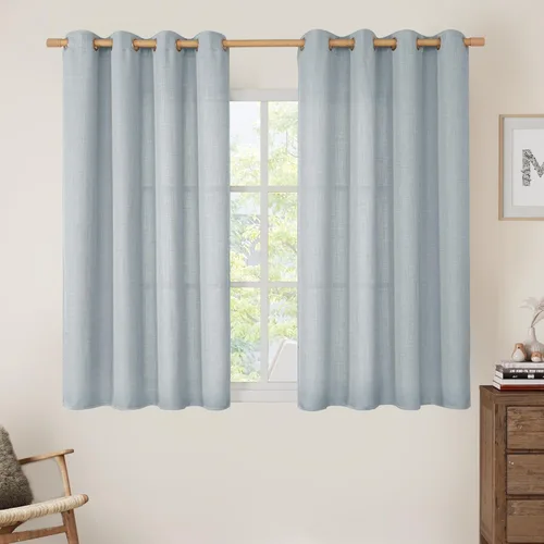 Vista 19 de LAMIT Cortinas de lino marrón caramelo para sala de estar, 84 pulgadas, de lino sintético, texturizado, filtrante de luz, paneles de privacidad