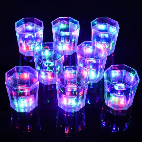 Vista 2 de Juego de 24 vasos de chupito iluminados, regalos de fiesta, vasos de chupito para adultos, para fiesta, luz LED, vasos que brillan en la oscuridad