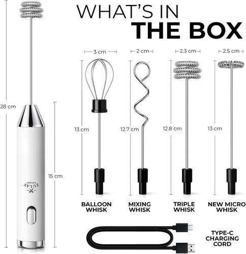 Vista 197 de Zulay Milk Boss Espumador de leche potente manual, hace espuma para latte, batidor para mezclar bebidas, café, miniespumador para capuchino, frappé