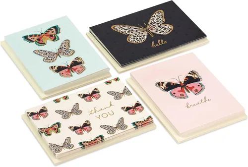 Vista 4 de Hallmark Tarjetas de mariposa en blanco, paquete surtido de 24 (gracias, hola)
