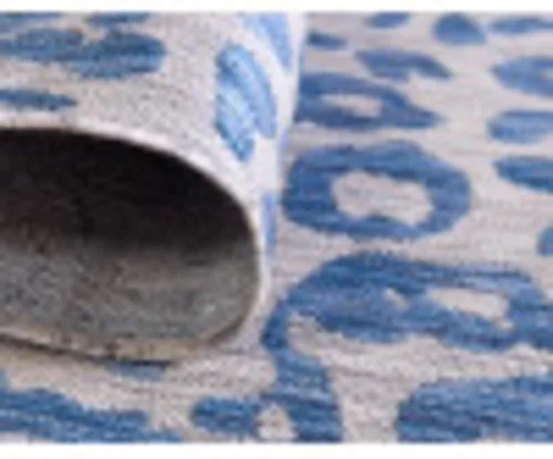 Vista 10 de Unique Loom Outdoor Safari Collection - Alfombra de área Leopard (4' 1" redonda, azul amarillo/azul)