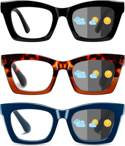 Vista 11 de Hubeye Gafas de lectura progresivas para mujer, estilo Oprah, bloqueo de luz azul, lector cuadrado multifoco