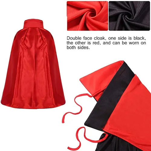 Vista 3 de Seasons Stars SSDecor Capa de vampiro reversible para niños, disfraz de bruja mago de Halloween, accesorios