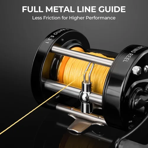 Vista 7 de KastKing Rover Round Baitcasting Fishing Reel, Perfect Conventional Reel for Catfish, Salmon/Steelhead, Striper Bass and Inshore Saltwater Fishing