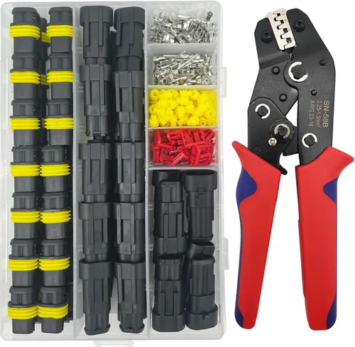 Vista 9 de 64 Kit 1/2/3/4/5/6 Pin Automotive Waterproof Wire Connector with Crimper 1-6pin/64kit With Crimper