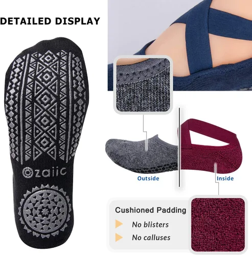 Vista 7 de Ozaiic Calcetines antideslizantes para yoga pilates barre fitness hospital para mujer
