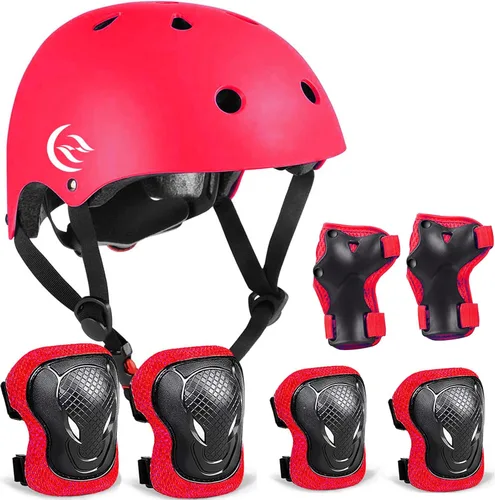 Vista 8 de Casco de Bicicleta para Niños Rodilleras de Skateboard - Casco para Niños Coderas Muñequeras Ajustables para Niñas y Niños de 5~15 años Equipo