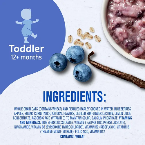 Vista 8 de Gerber Comida para Niños Pequeños, Comida para Bebés, Cereal de Avena para el Desayuno con Cebada, Sabor Vainilla y Frutas del Bosque, Cereal