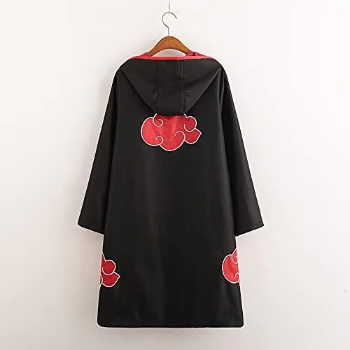 Vista 5 de Disfraz de Halloween para cosplay 3 piezas unisex bata larga de Akatsuki con diadema