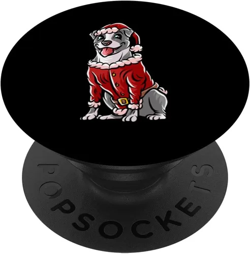 Vista 6 de Staffordshire Bull Terrier Santa Claus Merry Christmas Dog PopSockets MagSafe PopGrip for iPhone