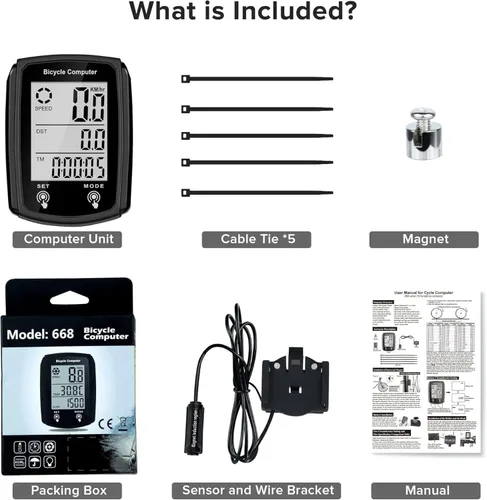 Vista 5 de Computadora de bicicleta y odómetro de bicicleta con cable MPH KM/H Velocímetro de bicicleta con despertador automático de velocidad de ciclismo