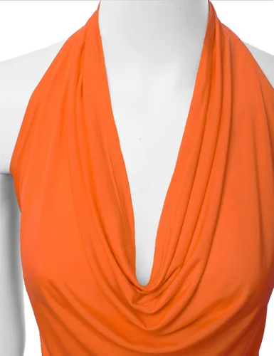 Vista 5 de FASHIONOLIC - Camiseta de tirantes casual con cuello halter, drapeada en el frente, sexy y sin espalda para mujer (S-3XL) (CLLTJ316)