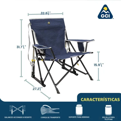 Vista 3 de GCI Outdoor - Mecedora plegable Kickback con portavasos para exteriores