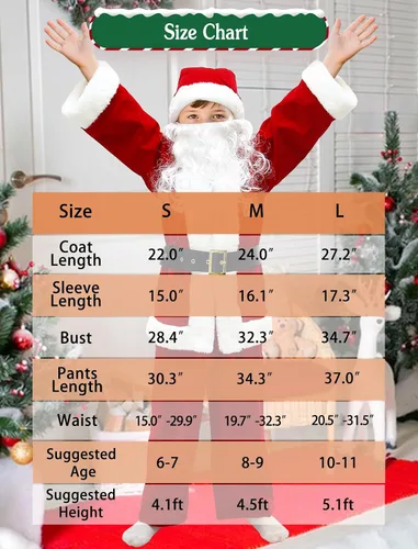 Vista 6 de Kids Santa Suit 6PCS Set Boys Santa Costume for Christmas Halloween Cosplay Rojo