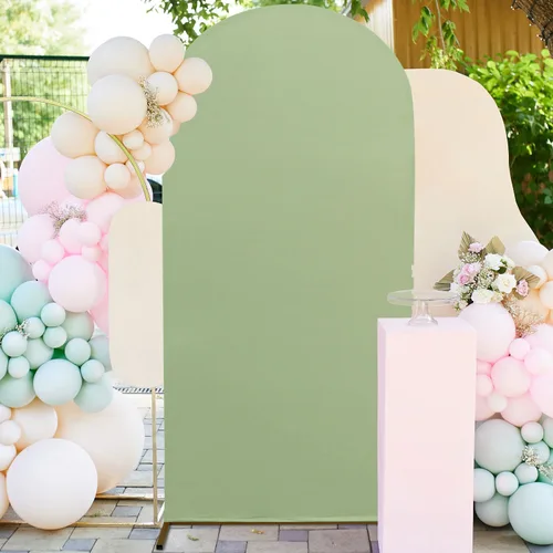 Vista 12 de FUHSY Cubierta de Arco de Boda Beige Cubierta de Arco Tela de Fondo Cubierta de Elastano de Arco de 6 Pies para Pared Arqueada Cubierta de Soporte