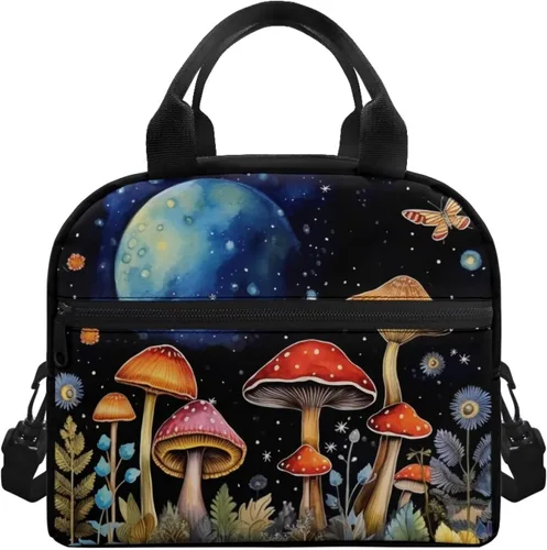 Vista 16 de Showudesigns Bolsas de almuerzo de flores de mariposa para mujer, lonchera aislada, bolsa de almuerzo reutilizable con correa ajustable